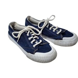 City Sneaks Womens Blue Denim Canvas Low Top Sneakers Size 8 Textured Toe Cap